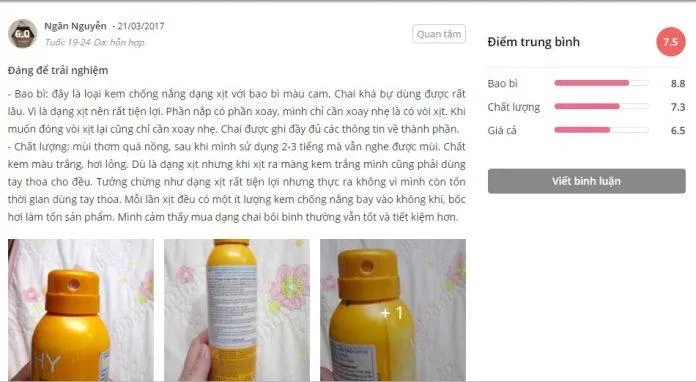 Đánh giá của khách hàng trên trang Sheis (ảnh: BlogAnChoi)