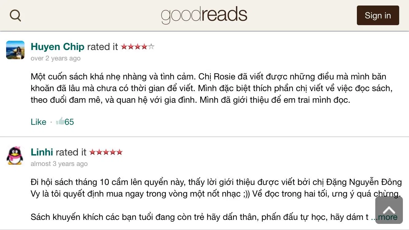 phản hồi goodread