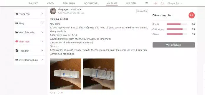 Đây hẳn là sản phẩm cấp ẩm ưa thích của cô nàng này rồi. ( Ảnh: BlogAnChoi )