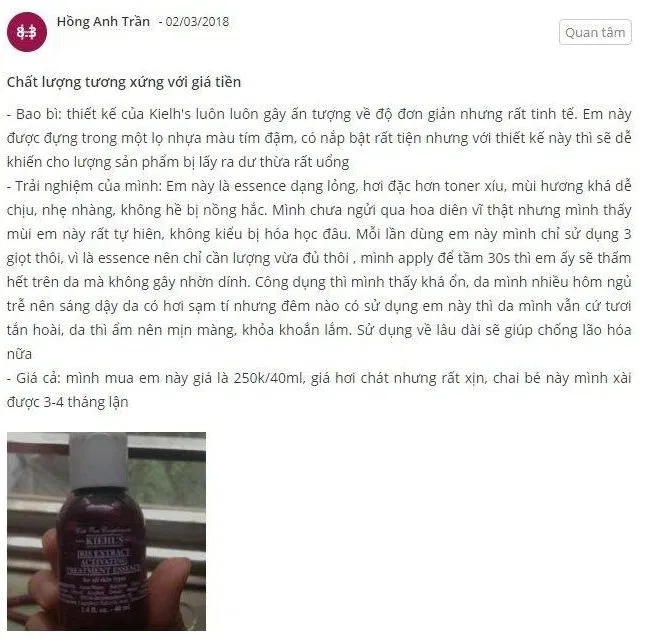 làm đẹp Đánh giá của khách hàng trên trang Sheis. (nguồn: BlogAnChoi)