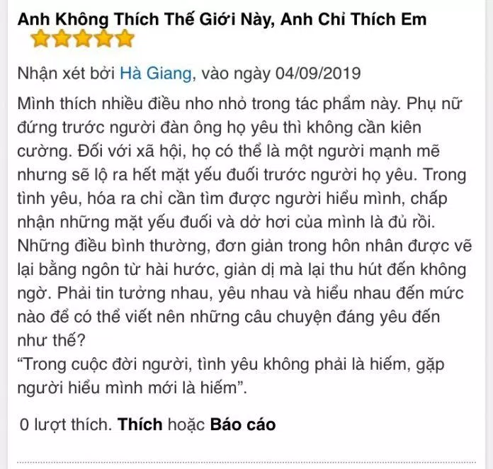 anh không thích thế giới này anh chỉ thích em