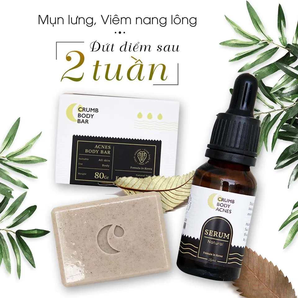 Bộ đôi trị mụn lưng Crumb Body -cảm nhận sự thay đổi sau 2 tuần sử dụng. (Nguồn: Internet)