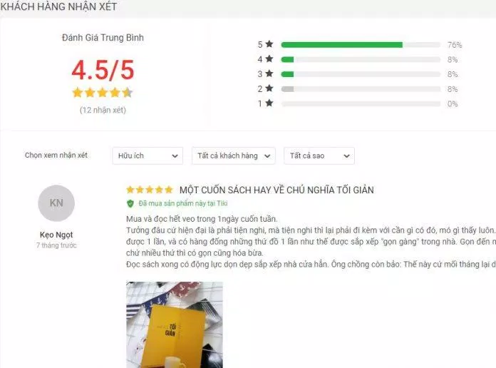 Đánh giá về cuốn sách Tối Giản: Sở Hữu Ít Đi, Hạnh Phúc Nhiều Hơn đánh giá
