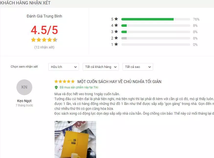 Đánh giá về cuốn sách Tối Giản: Sở Hữu Ít Đi, Hạnh Phúc Nhiều Hơn đánh giá