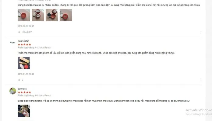 Đánh giá của khách hàng trên trang Shopee. (nguồn: BlogAnChoi)