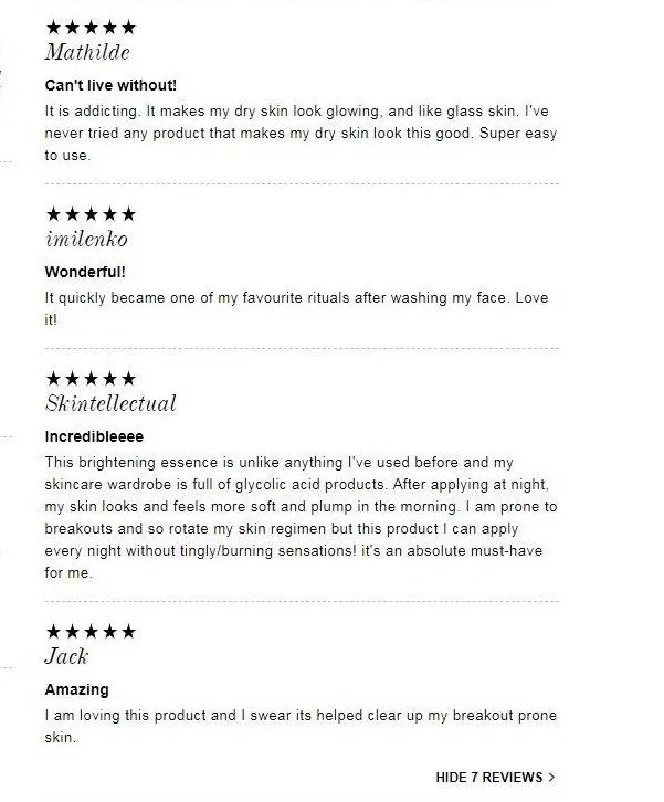 làm đẹp Đánh giá tích cực của khách hàng trên trang web nước ngoài Influenster. (nguồn: BlogAnChoi)