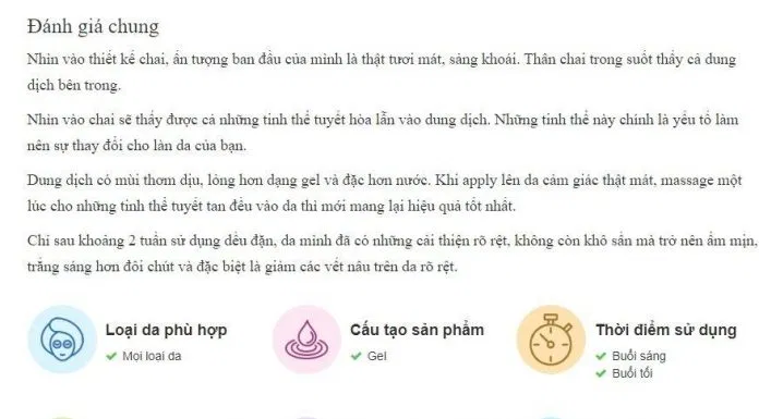 làm đẹp Đánh giá của khách hàng trên trang web Rivi. (nguồn: Internet)