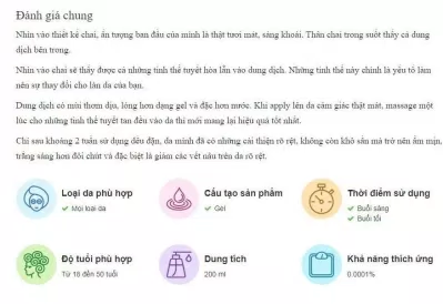 làm đẹp Đánh giá của khách hàng trên trang web Rivi. (nguồn: Internet)
