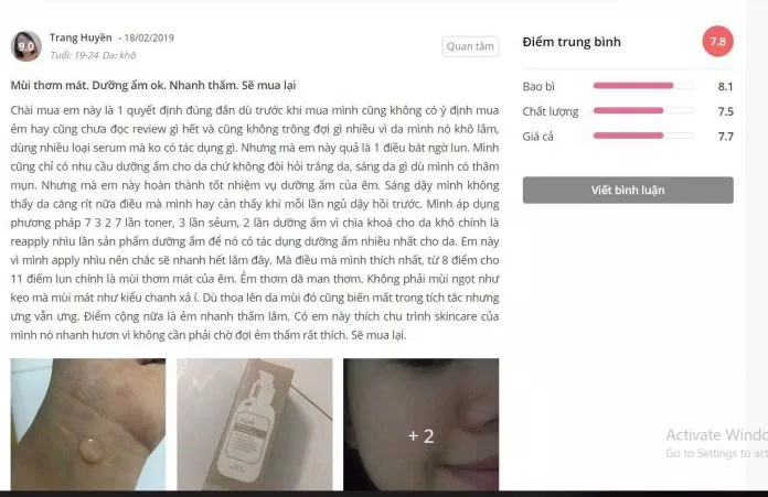 Đánh giá của khách hàng trên Sheis. (nguồn: BlogAnChoi)
