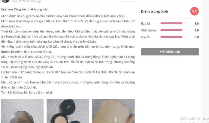Đánh giá của khách hàng trên trang Sheis. (nguồn: BlogAnChoi)