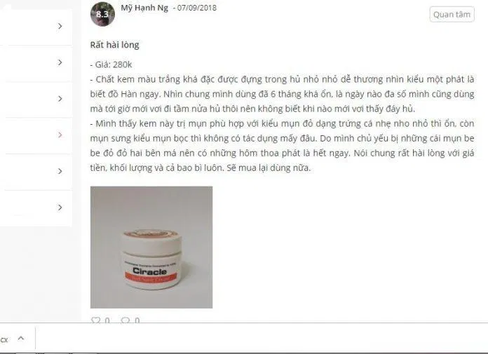 Đánh giá của khách hàng sử dụng sản phẩm trên trang Sheis (nguồn ảnh: BlogAnChoi).