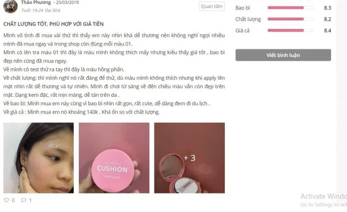 Đánh giá của khách hàng trên trang Sheis. (nguồn: BlogAnChoi)