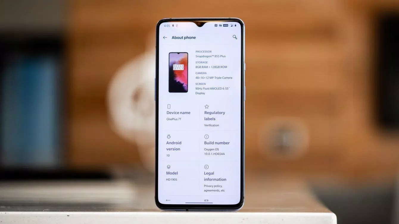 Thông số cấu hình chi tiết của OnePlus 7T. Ảnh: internet