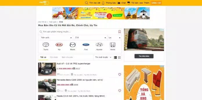 chợ tốt Trang web mua bán xe ô tô cũ Chợ tốt có độ uy tín cao. Ảnh: internet