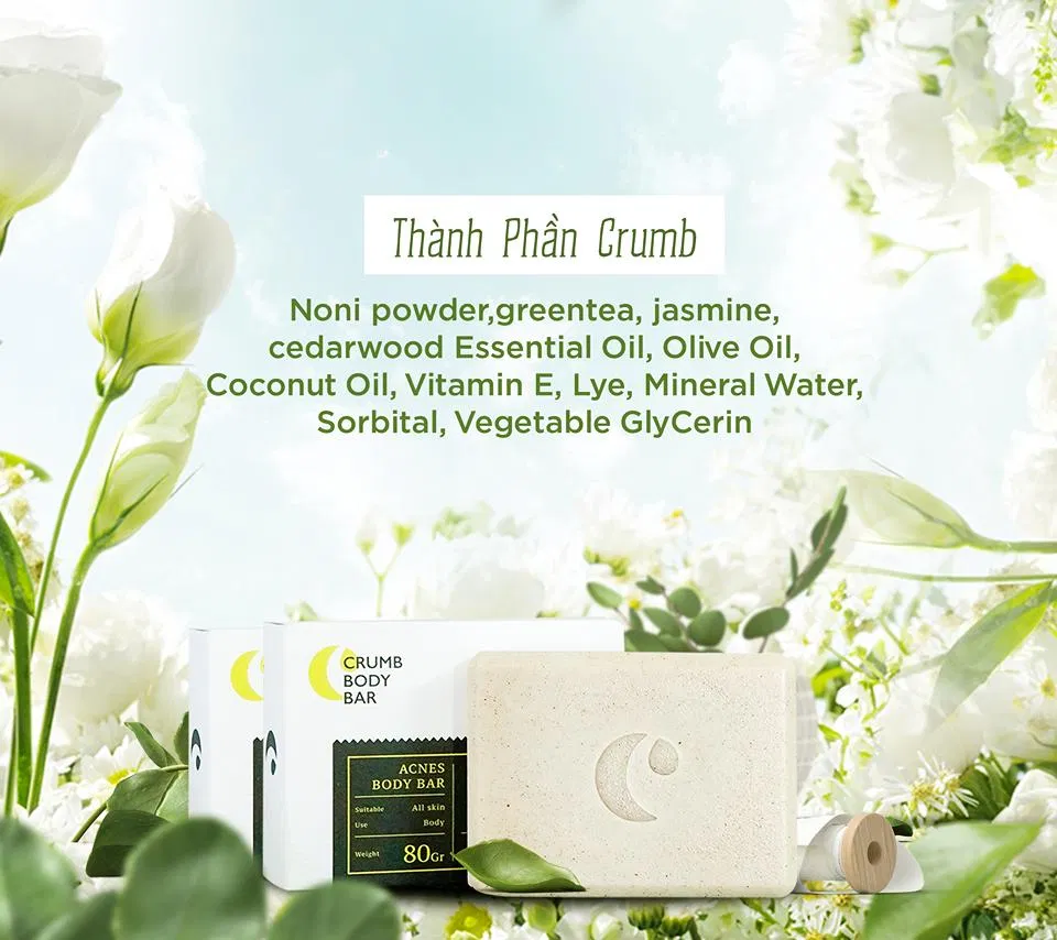 Thành phần của xà phòng trị mụn lưng Crumb Body Bar. (Nguồn: Internet)