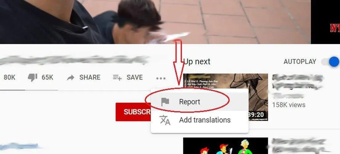 Nhấn vào phần "Report" (báo vi phạm). (Ảnh: Internet)