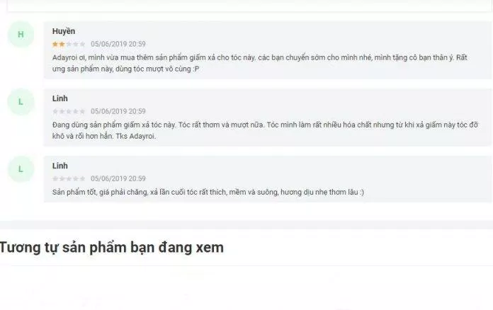 Đánh giá của khách hàng dùng sản phẩm trên trang adayroi (nguồn ảnh: BlogAnChoi).