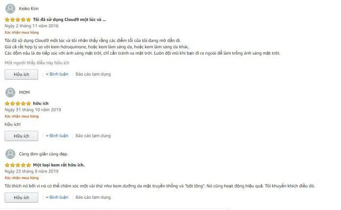 Đánh giá của khách hàng sử dụng sản phẩm trên trang Amazon (nguồn: BlogAnChoi).