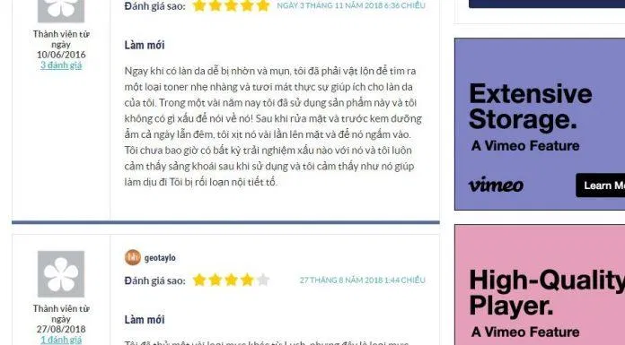 Đánh giá của khách hàng sử dụng sản phẩm trên trang Beautyheaven (nguồn ảnh: BlogAnChoi).