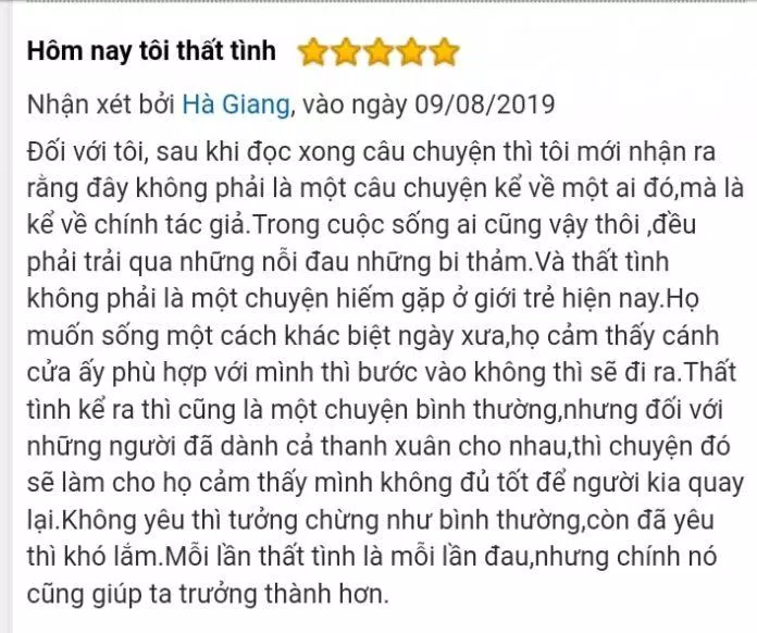 Đánh giá của bạn đọc trên Fahasha về cuốn tản văn Hôm Nay Tôi Thất Tình Đánh giá của bạn đọc trên Fahasha về cuốn tản văn Hôm Nay Tôi Thất Tình