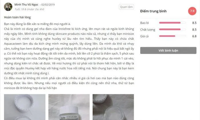 Đánh giá của khách hàng tại Sheis (ảnh: BlogAnChoi)