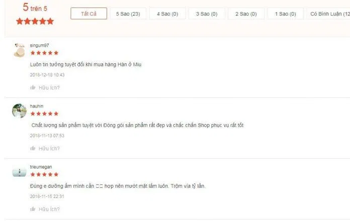 Đánh giá của khách hàng sử dụng sản phẩm trên trang Shopee (nguồn: BlogAnChoi).