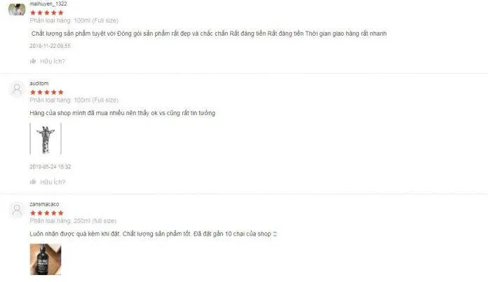 Đánh giá của khách hàng sử dụng sản phẩm trên trang Shopee (nguồn ảnh: BlogAnChoi).