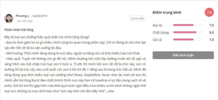 Review son dưỡng Burts Bee Natural Moisturizing Beeswax Lip Balm: cho môi căng mọng bảo vệ môi beeswax burts bee dưỡng môi lành tính Mỹ mỹ phẩm Mỹ review mỹ phẩm review son dưỡng sáp ong son dưỡng son dưỡng bình dân son dưỡng burts bee son dưỡng Burt’s Bee Natural Moisturizing Beeswax Lip Balm son dưỡng giá rẻ son dưỡng sáp ong son dưỡng tốt bình dân son môi nổi tiếng thương hiệu burts bee trị thâm môi