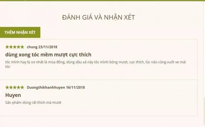 Đánh giá của khách hàng trên website của Yves Rocher Việt Nam. (nguồn: Internet)