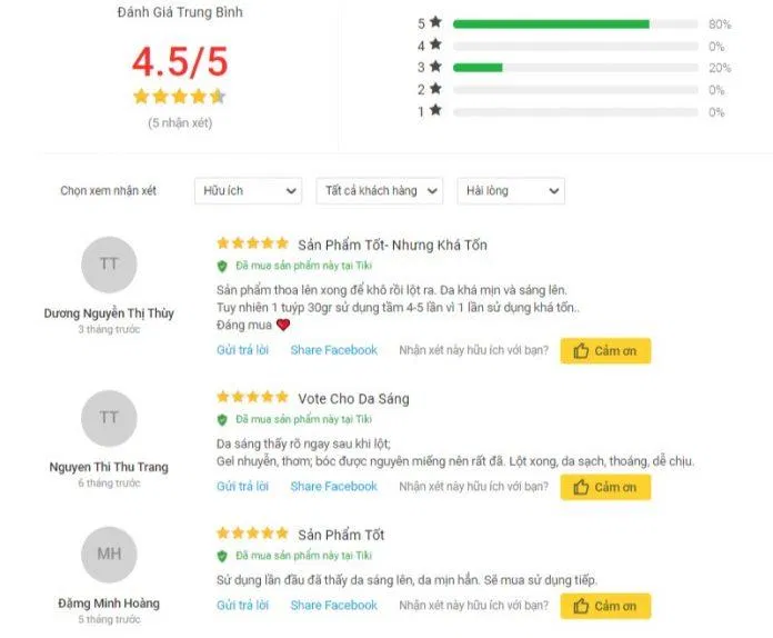 Đánh giá của khách hàng về Wonder Crush Glow Glitter Mask trên Tiki (Nguồn: BlogAnChoi) Đánh giá của khách hàng về Wonder Crush Glow Glitter Mask trên Tiki (Nguồn: BlogAnChoi)