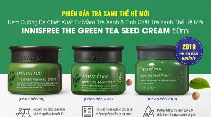 3 phiên bản của sản phẩm Innisfree The Green Tea Seed Cream (ảnh: internet).