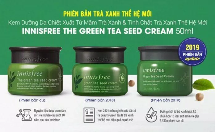 3 phiên bản của sản phẩm Innisfree The Green Tea Seed Cream (ảnh: internet).