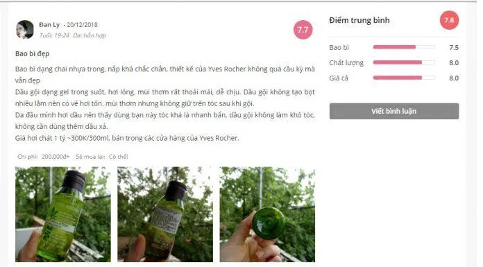 Dầu gội Yves Rocher với hương thơm thoải mái, dễ chịu,hoàn hảo cho mái tóc khô xơ, kém thẩm mỹ. (Ảnh: BlogAnChoi)