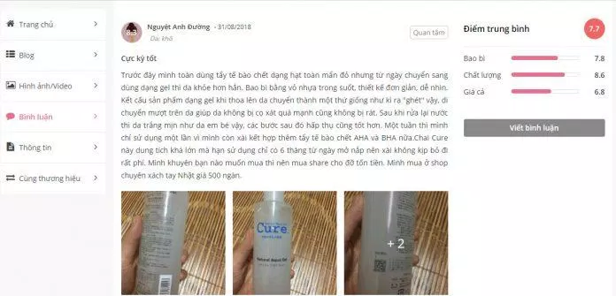 Sản phẩm tẩy da chết Cure nhất định phải sử dụng thử 1 lần nhé các nàng ơi! (Ảnh:BlogAnChoi )