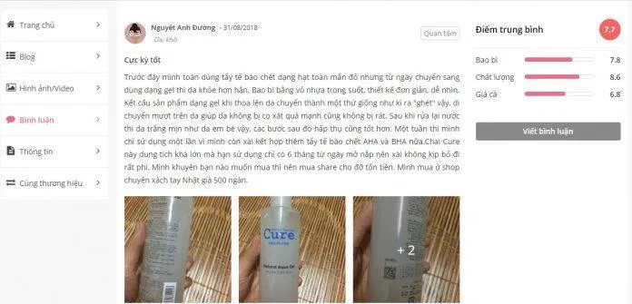 Sản phẩm tẩy da chết Cure nhất định phải sử dụng thử 1 lần nhé các nàng ơi! (Ảnh:BlogAnChoi )