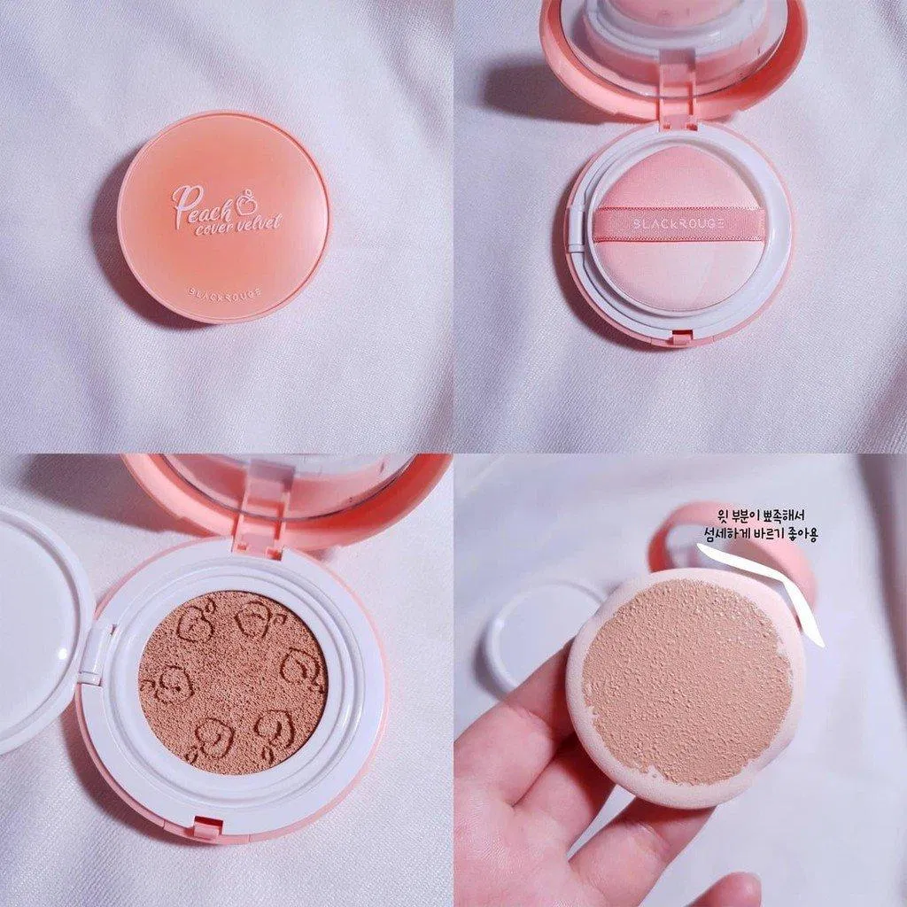 Phấn nước trái đào Black Rouge Peach Cover Velvet Cushion có thiết kế theo phong cách trái đào từ A đến Z. (nguồn: Internet)