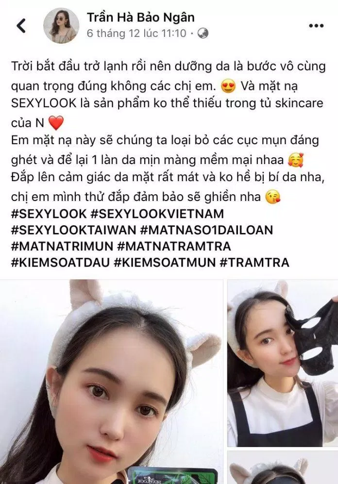 Những chia sẻ chân thực về công dụng của mặt nạ tràm trà SEXYLOOK mang lại cho cô nàng Trần Hà Bảo Ngân