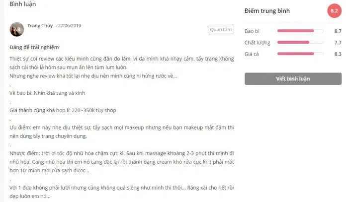 Đánh giá của khách hàng tại Sheis (ảnh: BlogAnChoi)