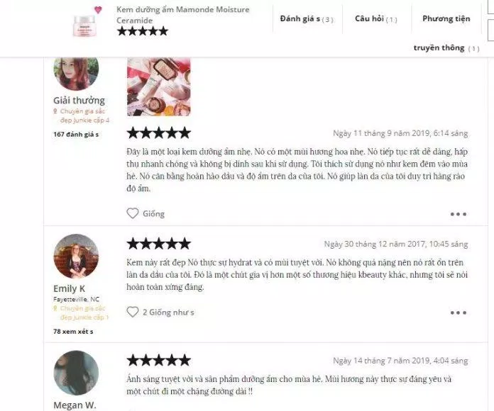 Đánh giá của khách hàng dùng sản phẩm trên trang Influenster (nguồn ảnh: BlogAnChoi).