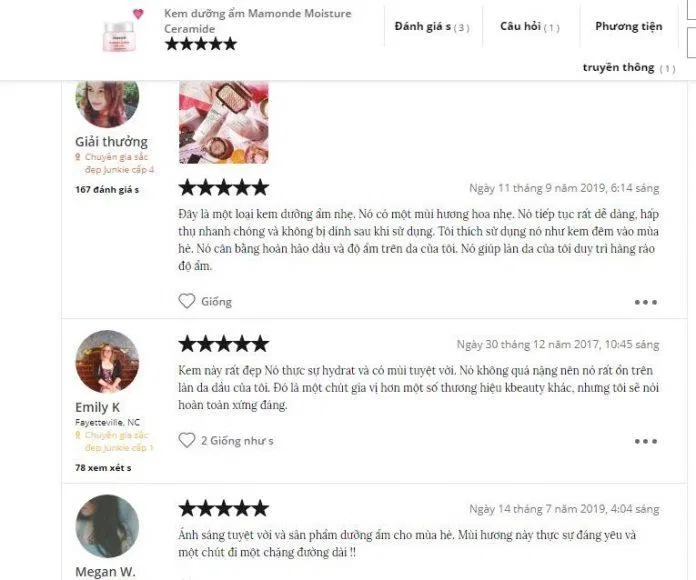 Đánh giá của khách hàng dùng sản phẩm trên trang Influenster (nguồn ảnh: BlogAnChoi).