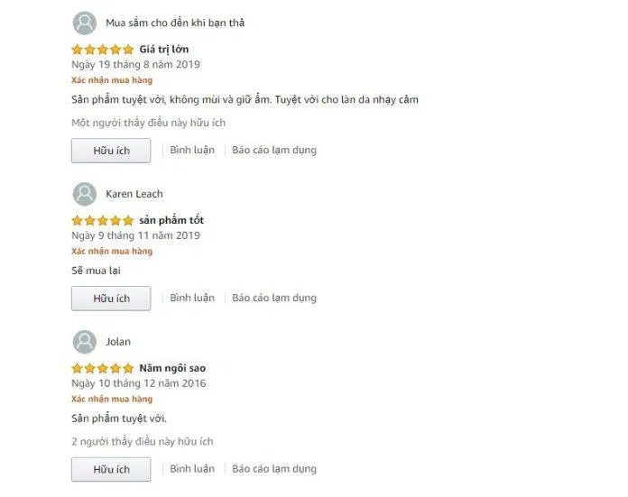 Đánh giá từ khách hàng trên Amazon Đánh giá từ khách hàng trên Amazon (Ảnh: Internet)