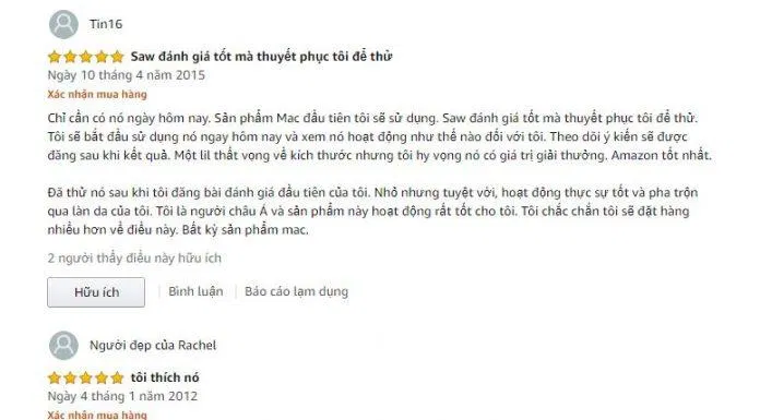 Đánh giá từ khách hàng sử dụng trên Amazon Đánh giá từ khách hàng sử dụng trên Amazon (Ảnh: Internet)