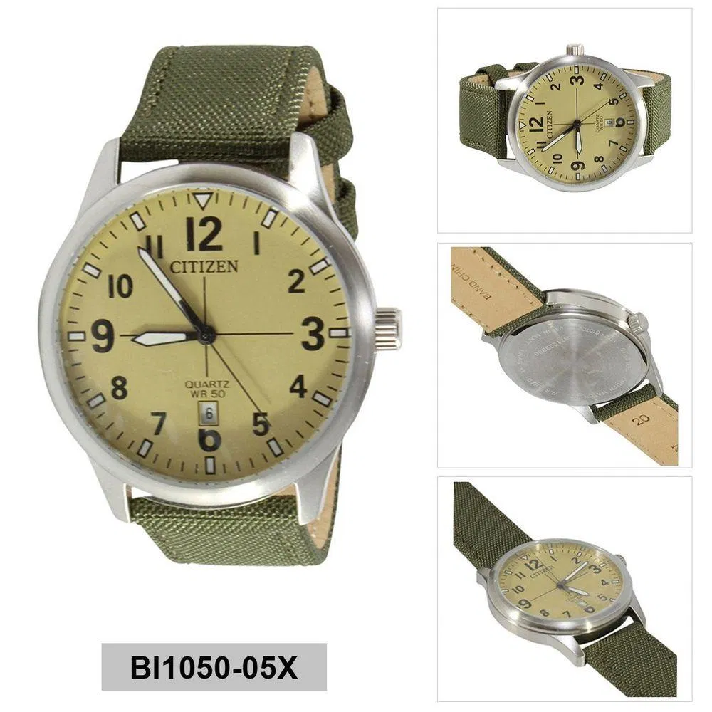 Đồng hồ Citizen BI1050-05X dây dù màu rêu độc đáo. (Nguồn: internet).