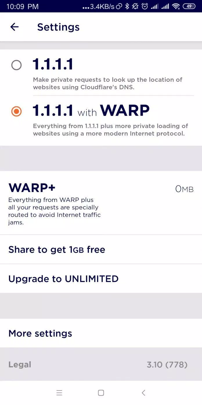 Cuối cùng bạn cần chọn sử dụng ứng dụng 1.1.1.1 chung với WARP hay không, ở đây mình sẽ chọn là 1.1.1.1 cùng với WARP