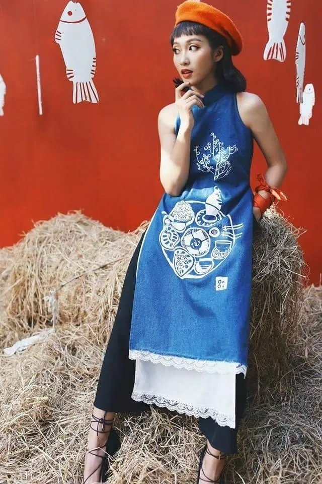 Áo dài cách tân khoét lách cực táo bạo. (Nguồn: Internet)
