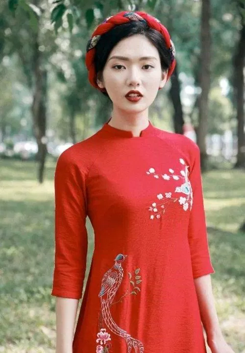 Áo dài thêu họa tiết. (Nguồn: Internet)