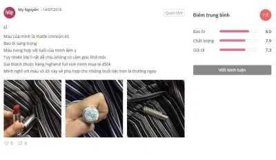 Nhận xét từ một khách hàng sử dụng sản phẩm trên trang Sheis.vn Nhận xét từ một khách hàng sử dụng sản phẩm trên trang Sheis.vn (Ảnh: Internet)