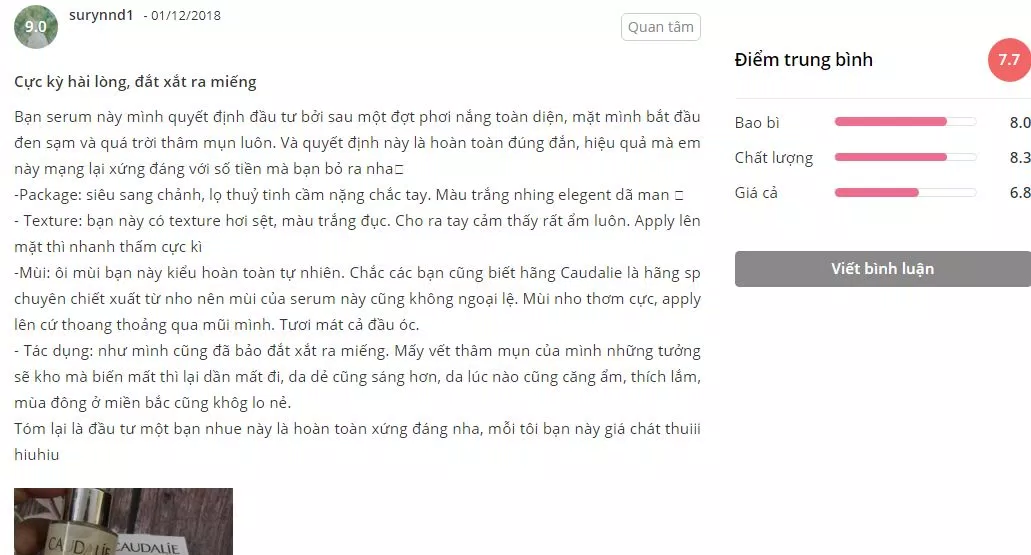 đánh giá đánh giá caudalie