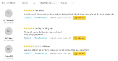 Đánh giá của khách hàng đã sử dụng sản phẩm trên trang Tiki.vn đánh giá
