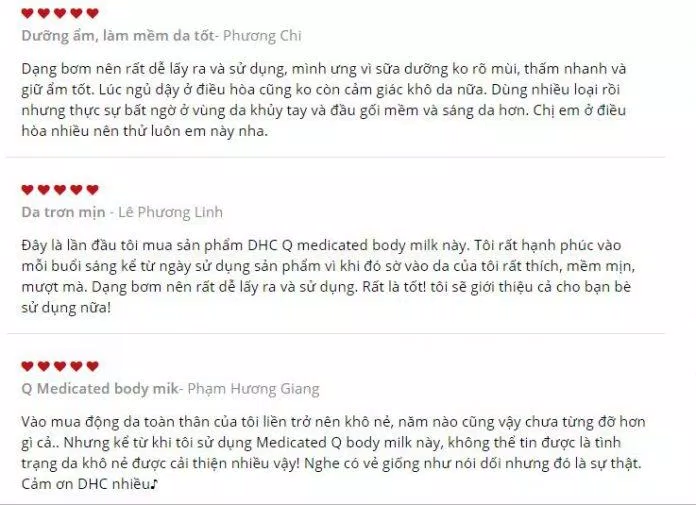 Đánh giá của khách hàng trên trang dhcvietnam.com.vn đánh giá